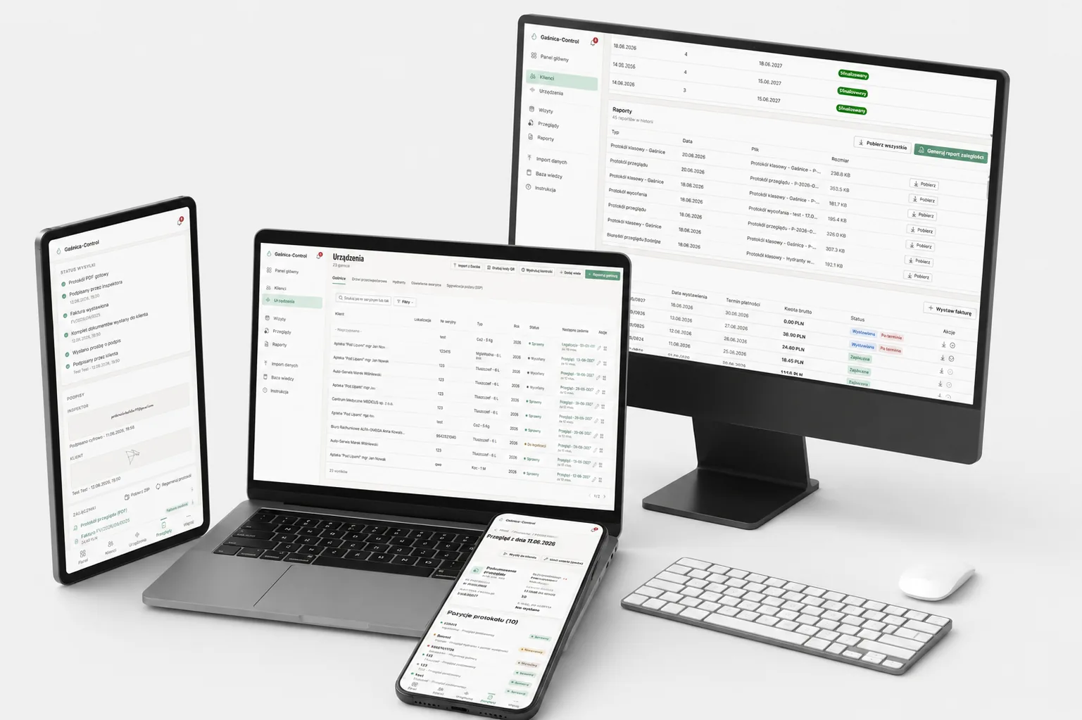 Gaśnica·Control na komputerze, laptopie, tablecie i telefonie